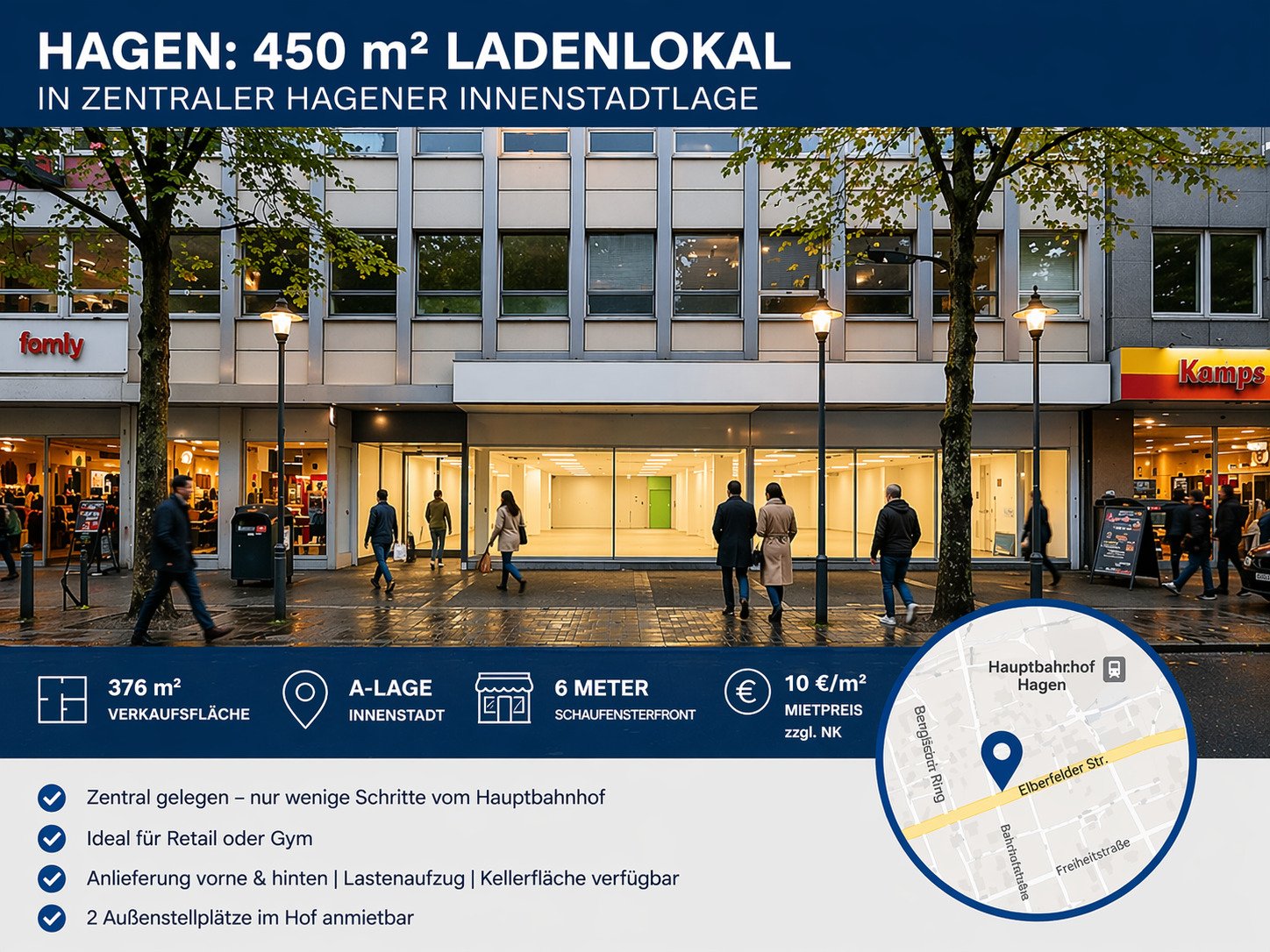 Frequenzstarke Ladenfläche in Hagener Innenstadt – ideal für Retail oder Fitness